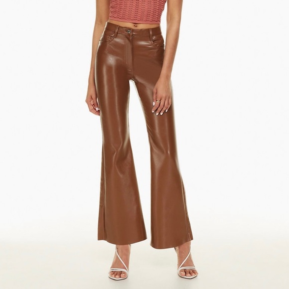 Aritzia Pants - Aritzia wilfred melina leather flare pants brown